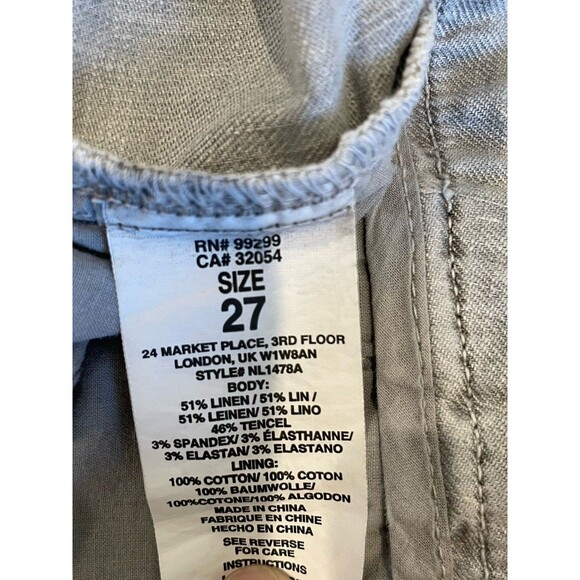 Womens Level 99 Grey Lyocell Linen Blend Shorts Mid Rise 4" Inseam Size 27 - Picture 4 of 6
